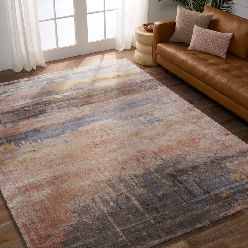 Ivy Bronx Fairmount Abstract Handmade Tufted Gray/Brown Area Rug